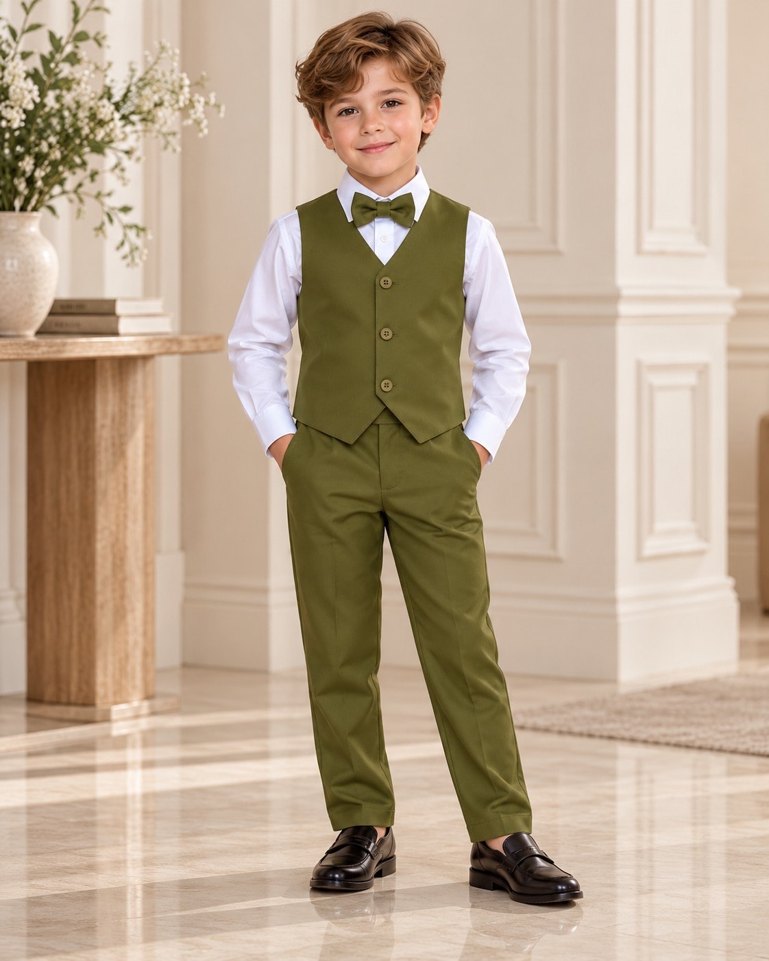 Conjunto Miss Cherry Social Leonardo Colete Verde Oliva