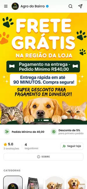 Loja Agro do Bairro aberta no celular