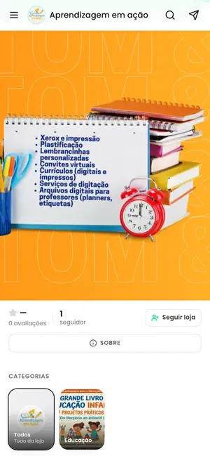Loja Aprendizagem em Ação aberta no celular