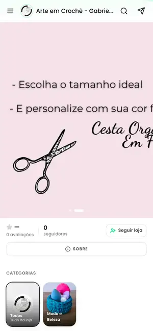 Loja Arte em Crochê aberta no celular
