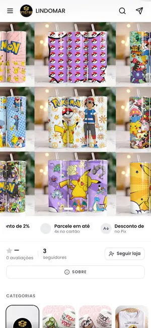 Loja Artefrex aberta no celular