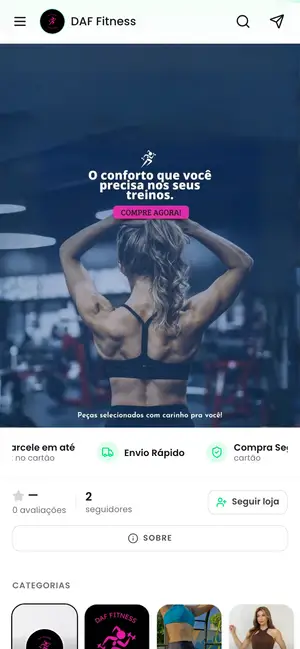 Loja DAF Fitness aberta no celular