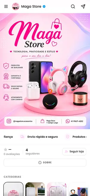 Loja Maga Store aberta no celular