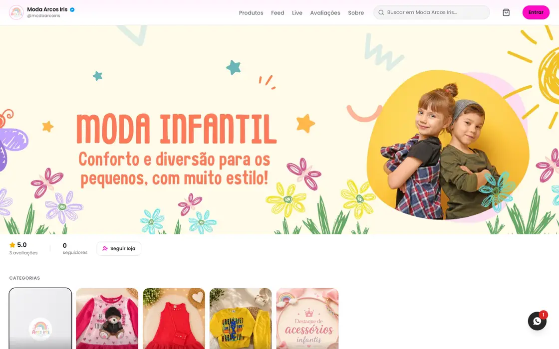 Página inicial da loja Moda Arco-Íris no computador