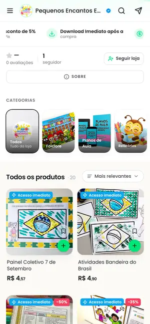 Loja Pequenos Encantos Educativos aberta no celular