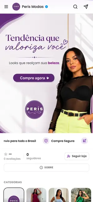 Loja Peris Modas aberta no celular