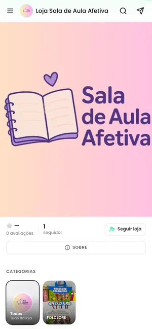 Loja Sala de Aula Afetiva aberta no celular