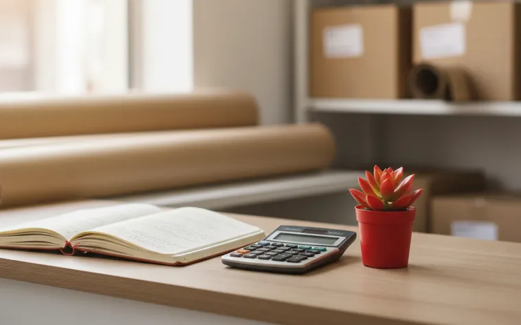 Caderno aberto com anotações ilegíveis e uma calculadora sobre o balcão de uma loja