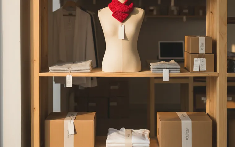 Vitrine de uma loja de roupas vazia de clientes, iluminada pela luz do fim da tarde